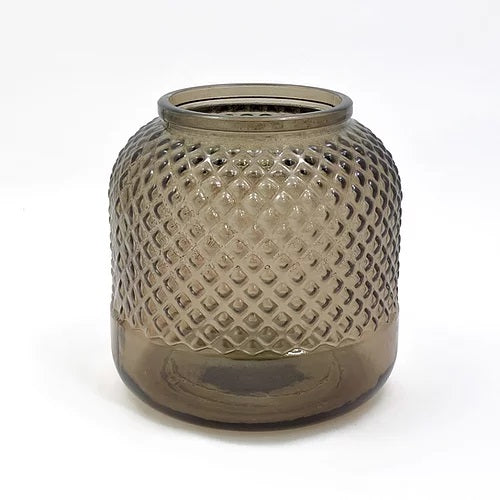 Diamond Hurricane Vase/Tealight Holder, Smoke