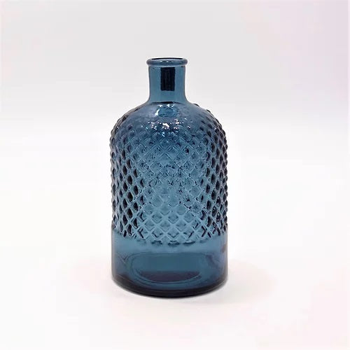 Diamond Bottle Vase, Petrol Blue