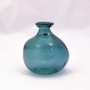 18cm Simplicity Blown Glass Vase - Petrol Blue