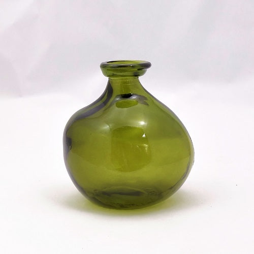 18cm Simplicity Blown Glass Vase - Olive Green