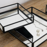 Set of 2 Square Black Feature Trays