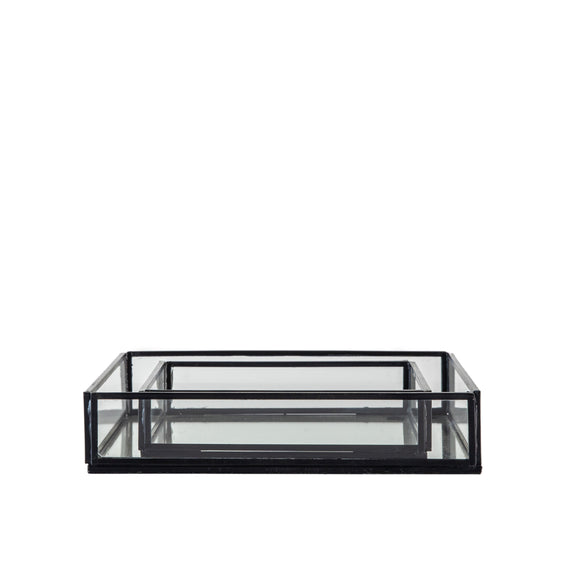 Set of 2 Square Black Feature Trays