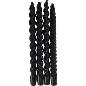 Set of 4 Twisted Dinner Candles Black
