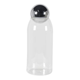 Large Glass Bottle with Silver Ball Lid