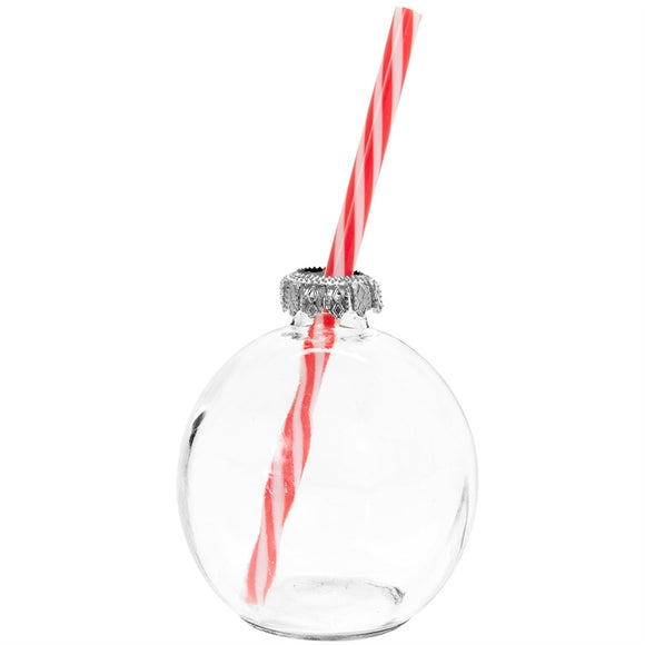 Bauble Drinking Glass With Straw