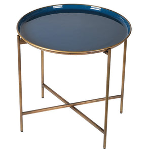 Blue and Gold Enamel Top Tray Table