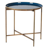 Blue and Gold Enamel Top Tray Table