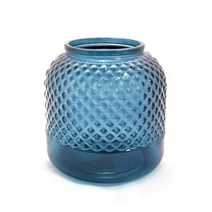 Diamond Hurricane Vase/Tealight Holder, Petrol Blue