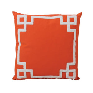 Orange Cushion with Greek Key Trim