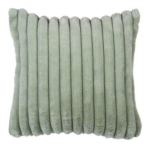Soft Green Ribbed Faux Fur Cushion