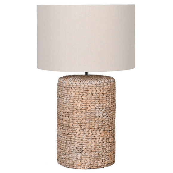 Large Rope Effect Table Lamp with Linen Shade