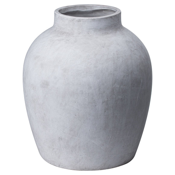 a neutral large stone vase
