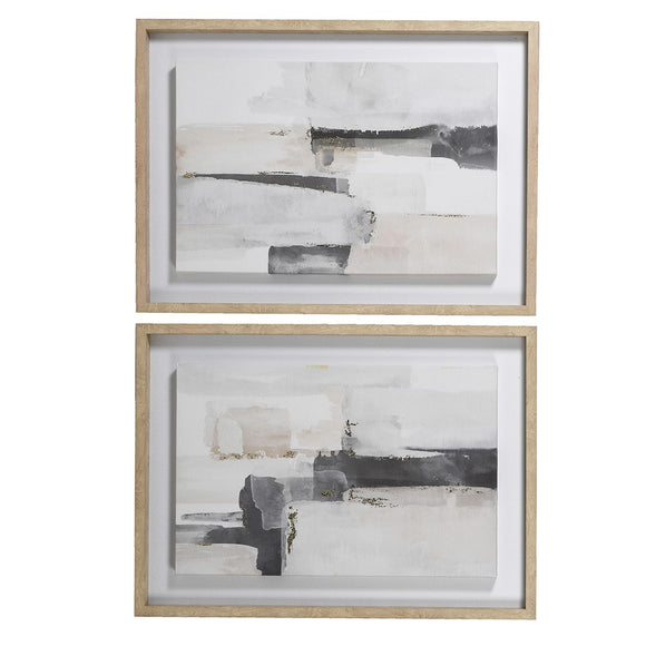 Pair of Brush Stroke Framed Canvas
