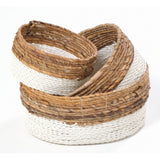 Medium Natural and White Woven Basket