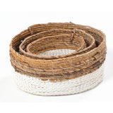 Large Natural and White Woven Basket
