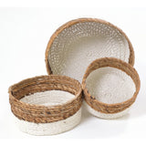 Small Natural and White Woven Basket