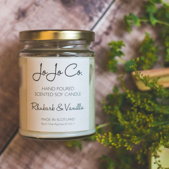 JoJo Co. Rhubarb and Vanilla 45 Hour Soy Candle